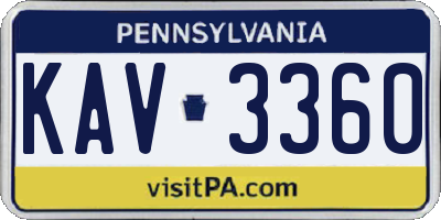 PA license plate KAV3360
