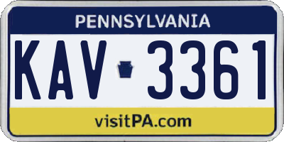 PA license plate KAV3361