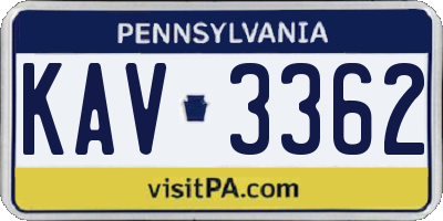 PA license plate KAV3362