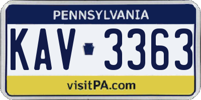 PA license plate KAV3363