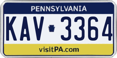 PA license plate KAV3364