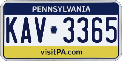 PA license plate KAV3365