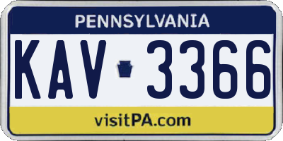 PA license plate KAV3366