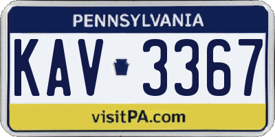 PA license plate KAV3367