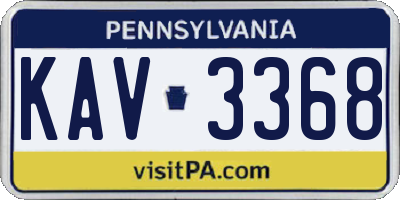 PA license plate KAV3368