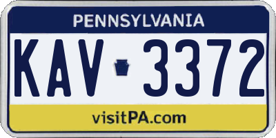 PA license plate KAV3372