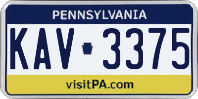 PA license plate KAV3375