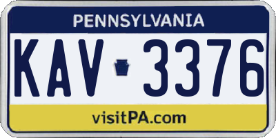 PA license plate KAV3376