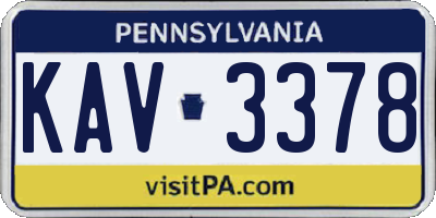 PA license plate KAV3378