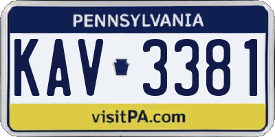 PA license plate KAV3381