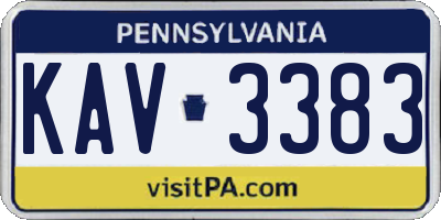 PA license plate KAV3383