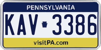 PA license plate KAV3386