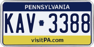 PA license plate KAV3388