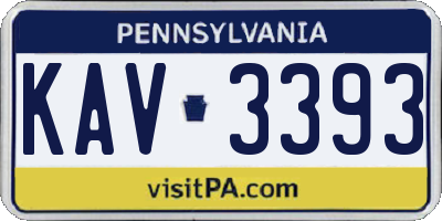 PA license plate KAV3393