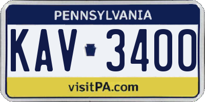 PA license plate KAV3400