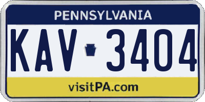 PA license plate KAV3404