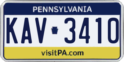 PA license plate KAV3410