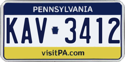 PA license plate KAV3412