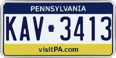 PA license plate KAV3413