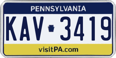 PA license plate KAV3419