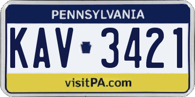 PA license plate KAV3421