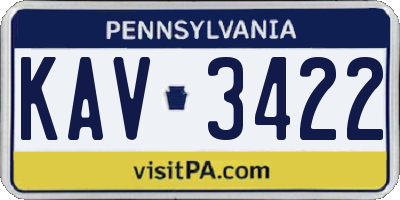 PA license plate KAV3422