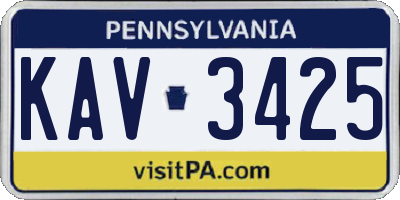 PA license plate KAV3425