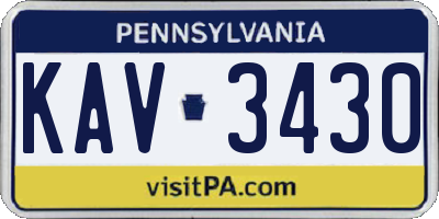 PA license plate KAV3430