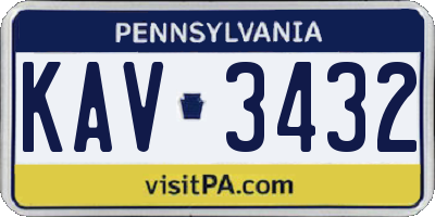 PA license plate KAV3432