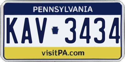PA license plate KAV3434