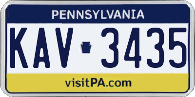 PA license plate KAV3435