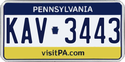 PA license plate KAV3443