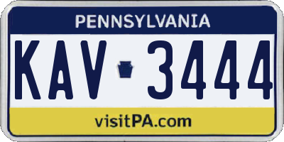 PA license plate KAV3444