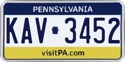 PA license plate KAV3452