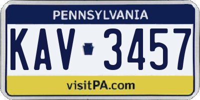 PA license plate KAV3457