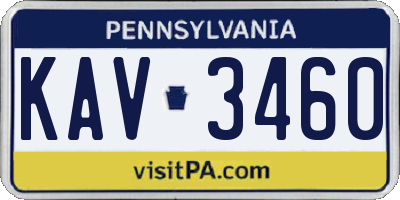 PA license plate KAV3460