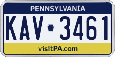 PA license plate KAV3461