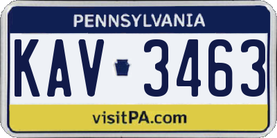 PA license plate KAV3463
