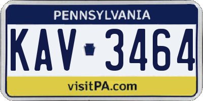 PA license plate KAV3464