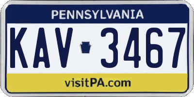 PA license plate KAV3467