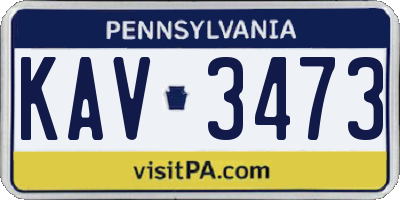 PA license plate KAV3473