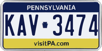 PA license plate KAV3474
