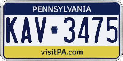 PA license plate KAV3475