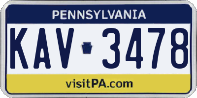 PA license plate KAV3478