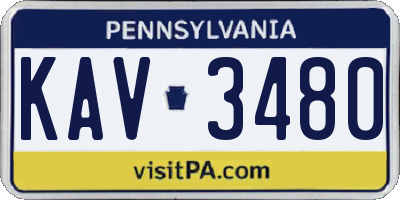PA license plate KAV3480