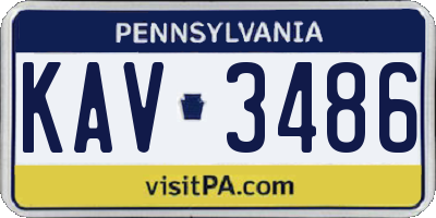 PA license plate KAV3486