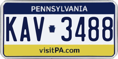 PA license plate KAV3488