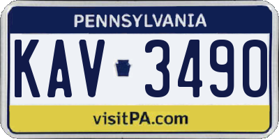 PA license plate KAV3490