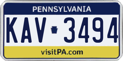 PA license plate KAV3494