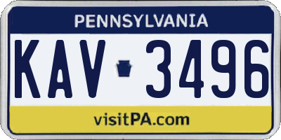 PA license plate KAV3496